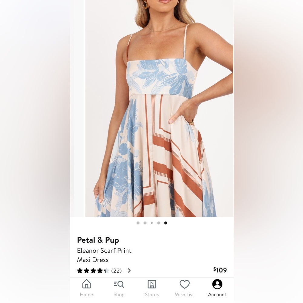 Petal & Pup Blue and Tan Strapless Maxi Dress